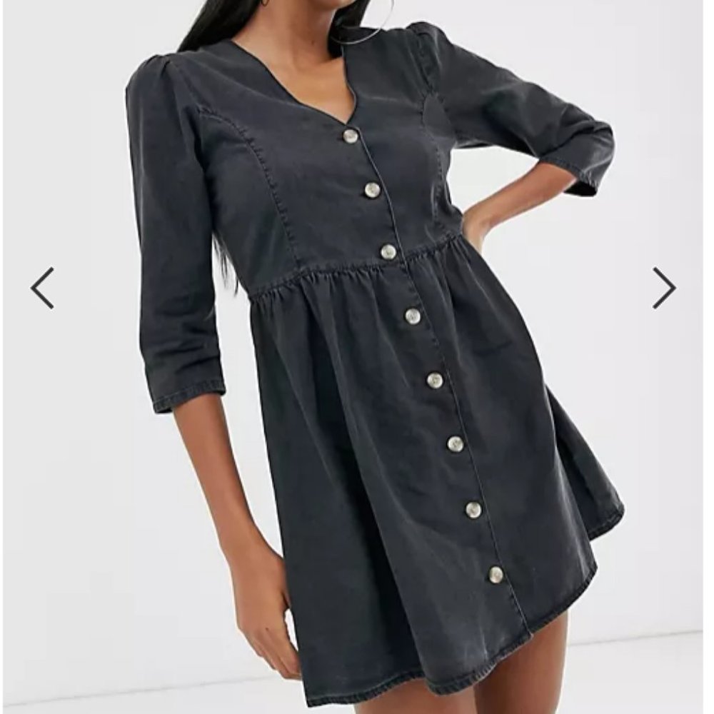 ASOS DESIGN soft denim tea dress in black